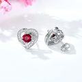 wholesale 925 Sterling Silver Birthstone Heart Stud Earrings Jewelry Gifts for Women-0-44