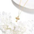 wholesale 14K Gold Amber Inlay Cross Pendant Necklace for Women - Elegant Religious-0-4