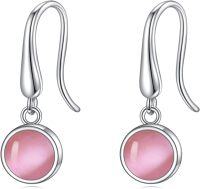 wholesale  Sterling Silver Moonstone Onyx Agate Lapis Larimar Opal Dangle Earrings -Pink Opal