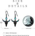 wholesale 925 Sterling Silver & Natural Turquoise Cow Skull Western Dangle Earrings for Women-0-3