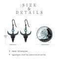 wholesale 925 Sterling Silver Black Plated Turquoise Bull Skull Drop Earrings-0-3