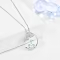 wholesale 925 Sterling Silver Elephant & Baby Pendant with Blue Moonstone Birthstone Necklaces Wholesale for Women's Gifts-0-5