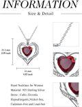 wholesale 925 Sterling Silver Red Garnet Heart Pendant Necklace for Women Gifts-0-4