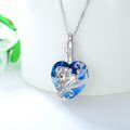 wholesale 925 Sterling Silver Blue Crystal Heart Elephant Urn Pendant Necklace for Ashes Keepsake s for Women-0-3