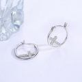 wholesale 925 Sterling Silver Cross Hoop Earrings with Cubic Zirconia - Religious  for Women-0-3