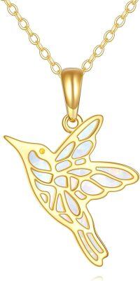 wholesale 14K Gold Hummingbird Opal Stone Necklace Pendant for Women Wife Mom-Hummingbird