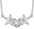 wholesale 925 Sterling Silver Sea Life Necklace with Stars and Sand Dollar Charm Gift for Her-0-0