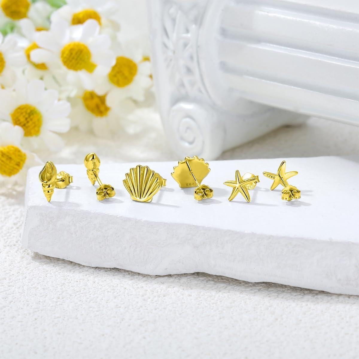 Sterling Silver 3 Pairs Women s Stud Earrings Set-0-2