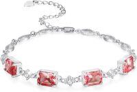 wholesale 925 Sterling Silver Baguette Birthstone Bracelet for Women Mom Grandma-Garnet