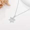 wholesale 925 Sterling Silver Jewish Star of David Pendant with Cubic Zirconia and Cross Charm Necklace for Women Girls Gifts 45cm Chain Length-0-1