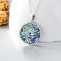 TOUPOP Sterling Silver Abalone Shell Family Tree Initials Necklace-0-3