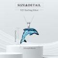 wholesale 925 Sterling Silver Blue Crystal Dolphin Pendant Necklace Gift for Women Girls Mom Girlfriend-0-1