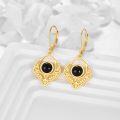 wholesale 925 Sterling Silver & Black Onyx Evil Eye Filigree Teardrop Leverback Earrings - Bohemian  for Women-0-2