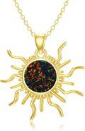 wholesale 925 Sterling Silver Gold Plated Opal Sun Necklace for Women Dainty Colorful Stone Pendant Jewelry Birthday Gift for Her-0-0