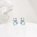 wholesale 925 Sterling Silver Moonstone Yoga Cat Stud Earrings-0-2