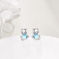 wholesale 925 Sterling Silver Cat Earrings Wholesale With Opal Eyes-0-2