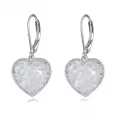 wholesale 925 Sterling Silver Metal Drusy Crystal Heart Dangle Earrings Wholesale (Pink/Blue/Purple) Leverback Drop s for Women-0-7