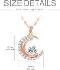 wholesale Rose Gold 925 Sterling Silver Cubic Zirconia Crescent Moon & Star Pendant Necklace-0-1