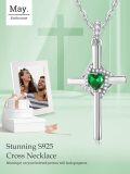 wholesale 925 Sterling Silver White Gold Plated Infinity Cross Birthstone Pendant Jewelry for Women-0-4