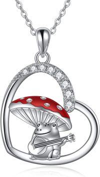 wholesale 925 Sterling Silver Frog Pendant with Mushroom and Guitar Charm Necklace - Cute Animal s for Her-Frog