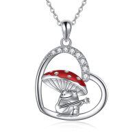 wholesale 925 Sterling Silver Heart Pendant With Rhinestones And Red Mushroom Frog Design-Frog