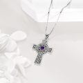 wholesale 925 Sterling Silver Celtic Cross Necklace Wholesale With Amethyst-0-4