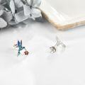 wholesale 925 Sterling Silver Hummingbird Stud Earrings with Red Flower and Enamel Accents - Mother's Day Gift Idea-0-2