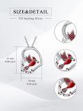 wholesale 925 Sterling Silver Red Bird in Circle Pendant Necklace for Women Girls  45cm Chain Length-0-4