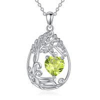 wholesale 925 Sterling Silver Heart Pendant Necklace Wholesale Gold Plated-08-Aug-Peridot