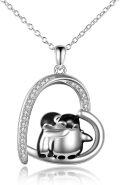 wholesale 925 Sterling Silver Penguin Heart Pendant Necklace for Women Gifts-0-0