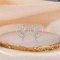 wholesale 925 Sterling Silver Heart Ballerina Dancer Stud Earrings with Rose Gold Accents-0-2