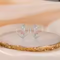 wholesale 925 Sterling Silver Heart Ballerina Dancer Stud Earrings with Rose Gold Accents-0-2