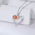 TOUPOP Sterling Silver & Rose Quartz I Love You Heart Necklace Gift for Women-0-3