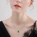 wholesale 14k Yellow Gold Pendant Necklace Wholesale With Oval Green Emerald Accent Stones-0-2