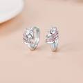 wholesale 925 Sterling Silver Pink Crystal Unicorn Huggie Hoop Earrings for Girls and Women's Gifts-0-1
