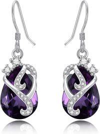 wholesale 925 Sterling Silver Birthstone Drop Dangle Earrings for Women Gifts-02 Feb