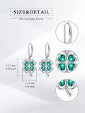 wholesale 925 Sterling Silver Green Crystal Heart-Shaped Shamrock Drop Earrings Irish Celtic Knot  for Women Girls-0-1
