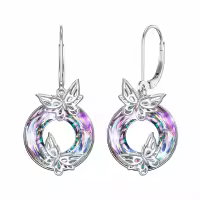 TOUPOP Sterling Silver Crystal Butterfly Leverback Dangle Earrings-undefined
