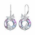 TOUPOP Sterling Silver Crystal Butterfly Leverback Dangle Earrings-0-0