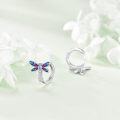 wholesale 925 Sterling Silver Dragonfly Huggie Hoop Earrings with Blue and Purple Enamel Gifts for Women-0-3
