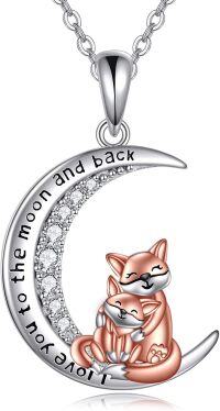 wholesale 925 Sterling Silver Moon and Fox Pendant Necklace Love You to the Moon & Back s for Women Mamas-Fox