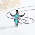 wholesale Sterling Silver Turquoise Cow Skull Necklace Western Cowgirl Jewelry-0-2