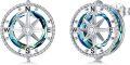 wholesale 925 Sterling Silver Crystal Blue Ocean Compass Stud Earrings Graduation Gift-0-0
