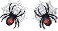 wholesale 925 Sterling Silver Spider Web Stud Earrings with Red Crystal Eyes Halloween  for Women-0-0