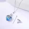 TOUPOP Sterling Silver Blue Crystal Dragonfly Urn Necklace Heart Tree Of Life Memorial Keepsake-0-3
