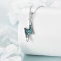 wholesale 925 Sterling Silver Platinum Plated Lightning Bolt Created Turquoise Pendant Necklace-0-1