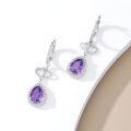 wholesale 925 Sterling Silver Heart Pendant Earrings With Purple Gemstones-0-3