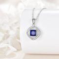 wholesale 925 Sterling Silver Pendant Necklace With Square Blue Crystal Zircon Twist Design-0-2