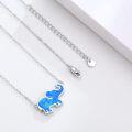 wholesale 925 Sterling Silver Blue Fire Opal Elephant Pendant Necklace Good Luck Charm s for Women Girls-0-2