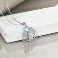 wholesale 925 Sterling Silver Moonstone Fox Pendant Necklace for Women-0-3